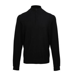 Premier Mens Zip Neck Sweatshirt / Black